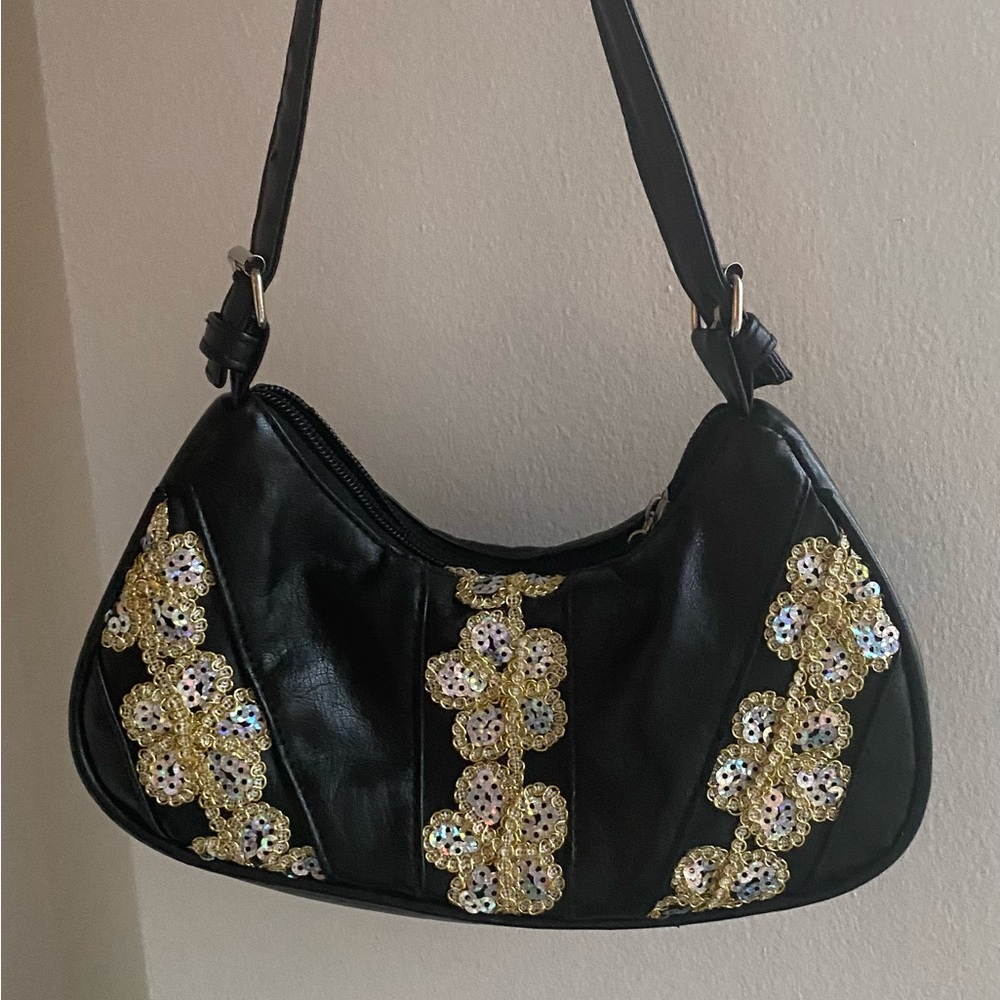 Black and Gold Embellished Women's Bag
